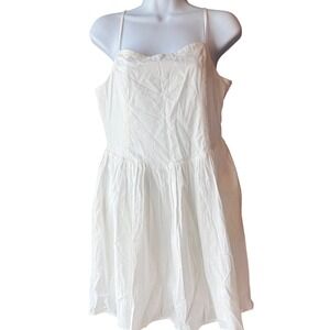 BP White Cotton Sundress Smocked Back Strappy Mini Dress Size Medium